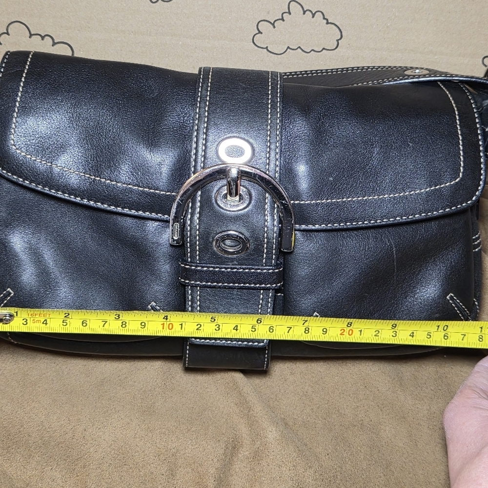 Vintage Coach Soho💥😱 Black Leather Buckle Flap Shoulder Bag - Y2K Style - Picture 9 of 10